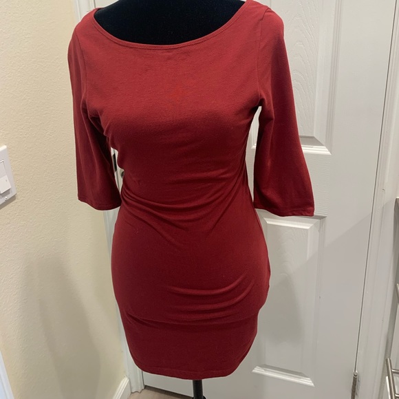Red, mid sleeve mini dress. - Picture 2 of 5